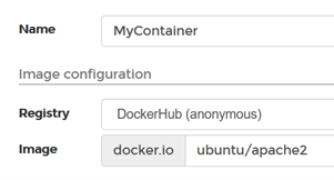 Container name and image